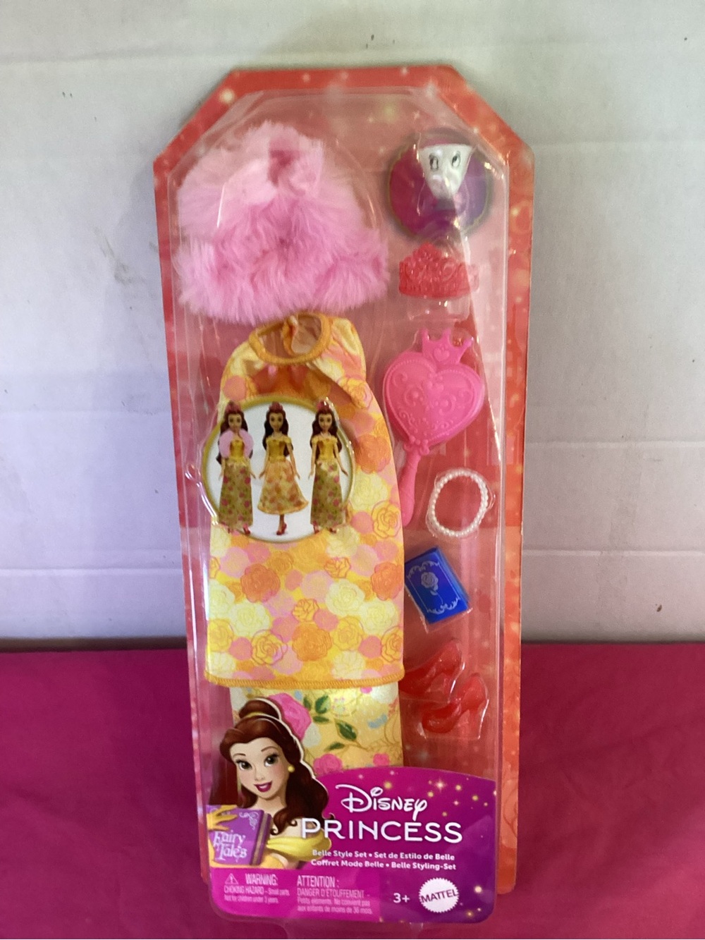Mattel Disney Princess Belle Outfit Set - Yellow, Pink